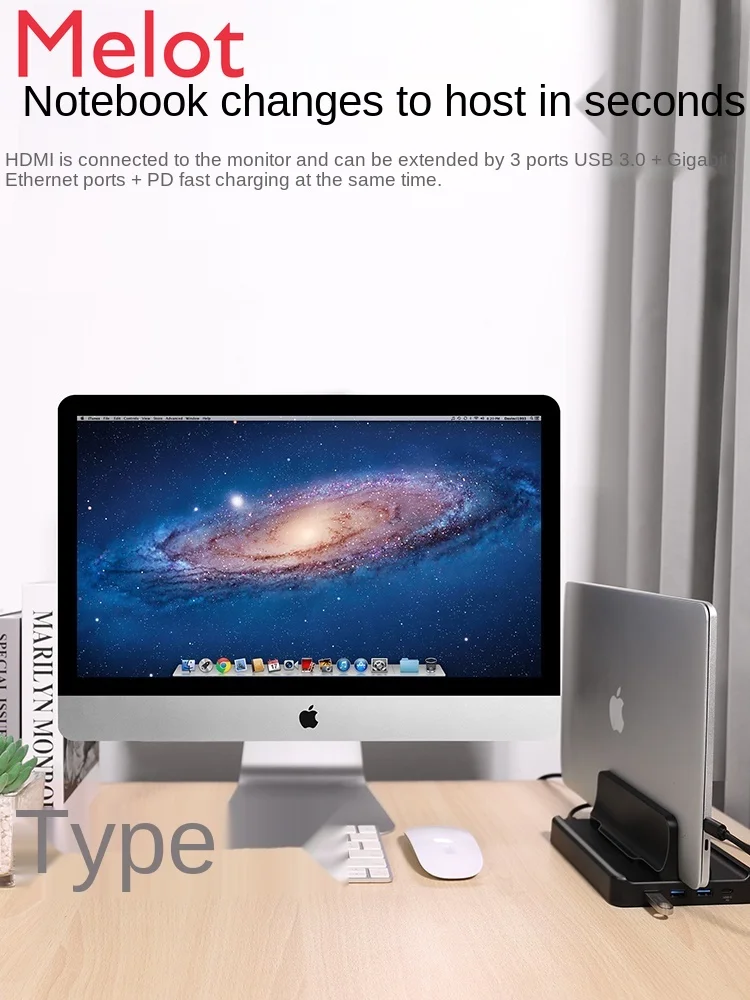 

Laptop Vertical Bracket Typec Docking Station HDMI Split Line USB Expansion Adapter Converter Mac External Display