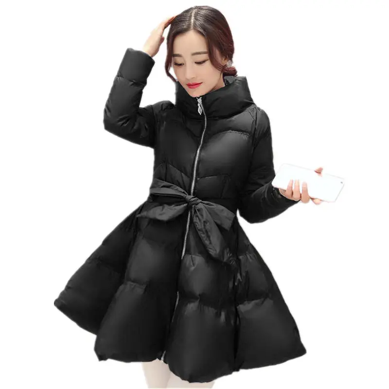 

S-2XL Winter Jacket Long Sleeve Down Cotton Coat Female Elegant Parkas Warm Zipper Thick Women Padded Chaqueta Mujer Outerwear