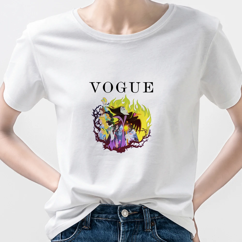 

Disney Villains Ursula Printed T Shirt Princesses VOGUE Creative O-Neck Short Sleeve Casual Animation Beautiful T Shirts Women