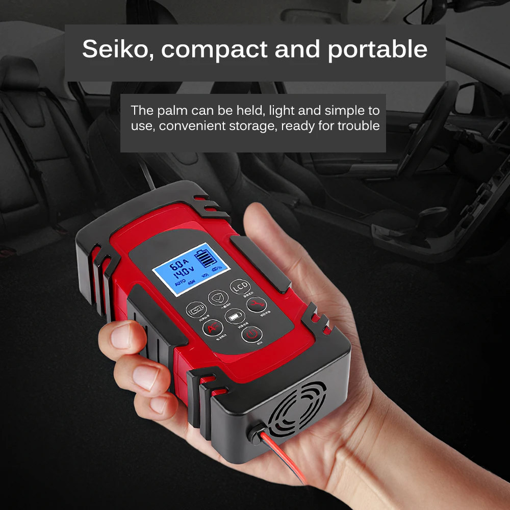 

New Automatic Smart Battery Charger Maintainer Car Battery Charger 12V/8A 24V/4A Pulse Repair Charger Pack With LCD Display