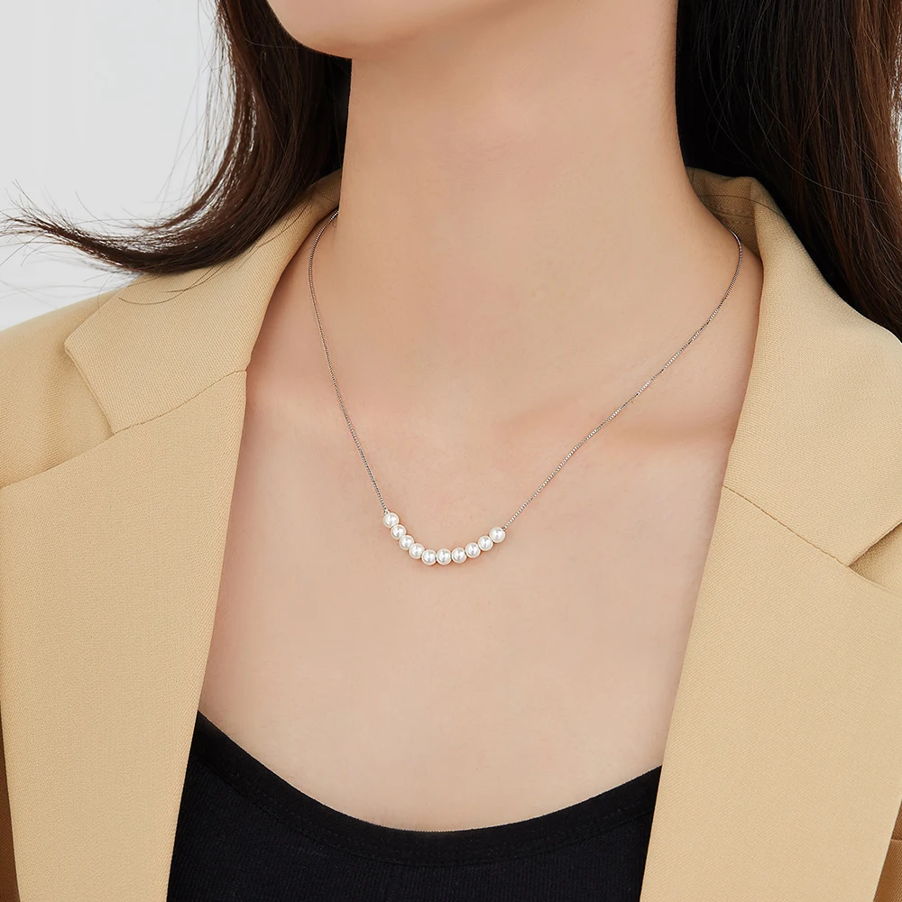 

LEKANI 925 Sterling Silver Shell Pearl Necklace Girl Boutique Fine Jewelry Valentine's Day Gift Women Necklaces New Arrival