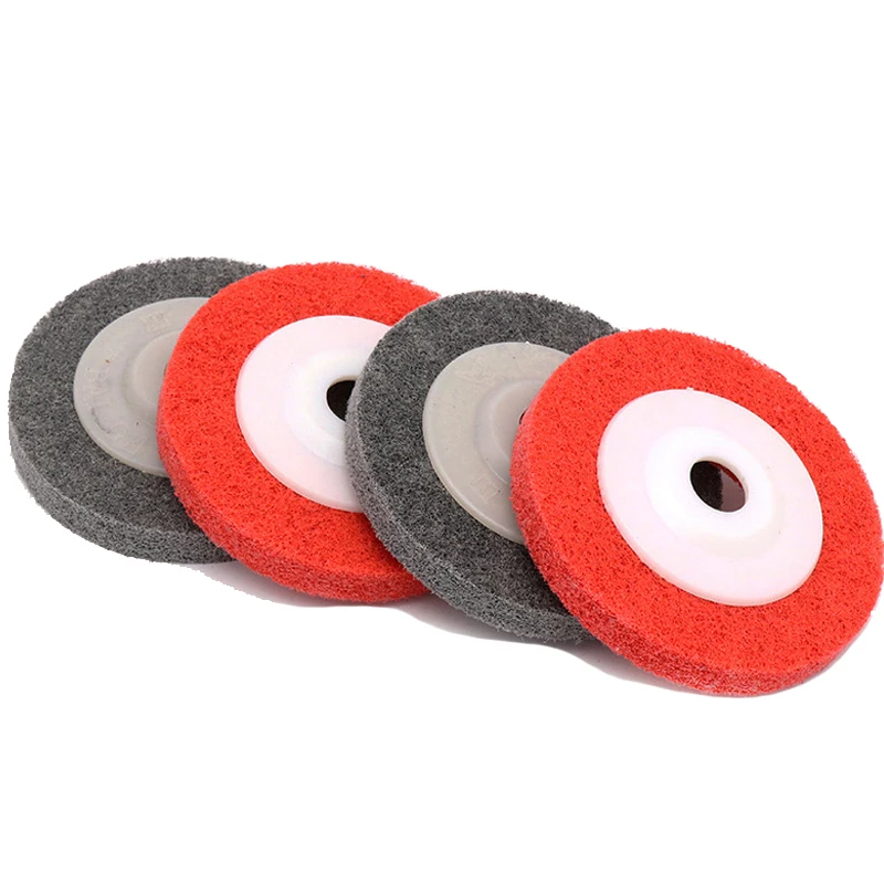 

4-дюймовый нетканый шлифовальный круг с отверстием 16 мм, серый, красный, нейлоновый волоконный диск, металлическая, деревянная, пластиковая ...