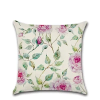 bei fresh spring colourful plants flower pillowcases printed cotton linen cushion cover home decor sofa 4545 cm set pillow case
