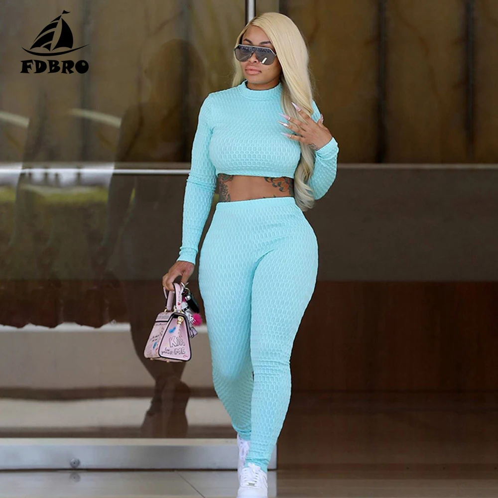Тренировочный костюм FDBRO для фитнеса Модный женский комплект из топа и леггинсов