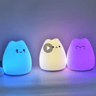 Мультяшные ночные светильники в 3 стилях, цветные, меняющие цвет, для детской спальни, ночное освещение, силиконовая лампа в виде маленькой кошки