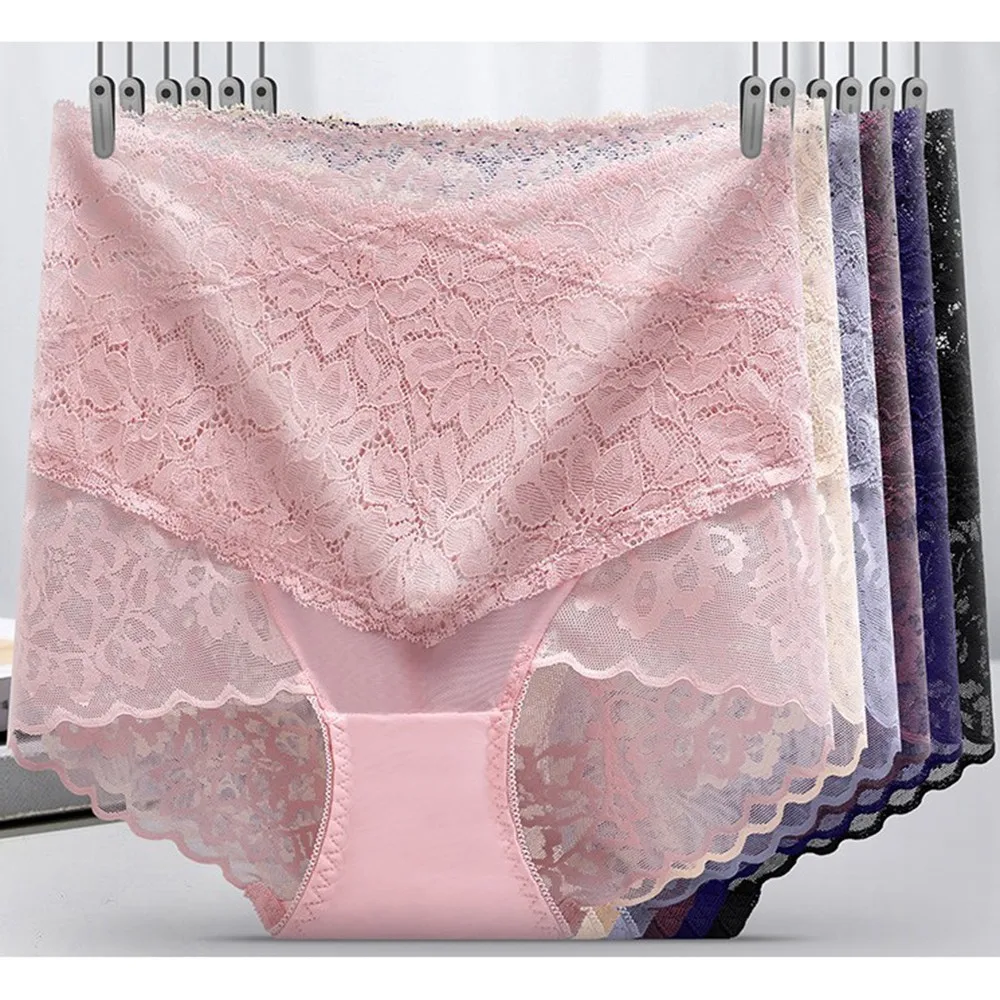 

Sexy Lace High Waist Abdomen Women Panties Hip-up Cotton Crotch Plus Size Body Sculpting Tummy Tuck Sexy Lingerie Panties Briefs