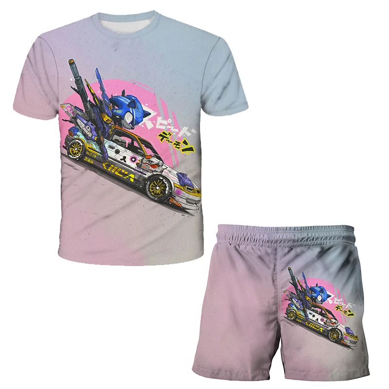 

Casual Kids Clothes 2 Piece Set Clothing sonic Cool Boy T-shirt + Shorts Clothing Boys Tracksuit Children sonic Set Clothes