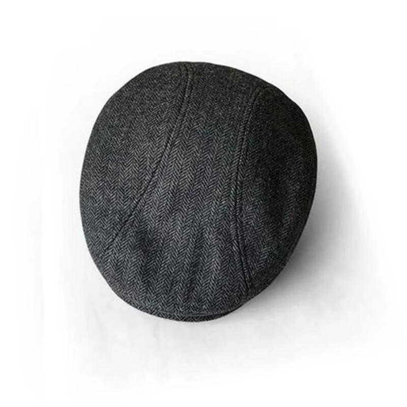 

New Men Classic Dark Gray Herringbone Pattern Gatsby Ivy Cap Unisex Retro Cap Men Beret Hat Women Plain Duckbill Flat Capsblm297
