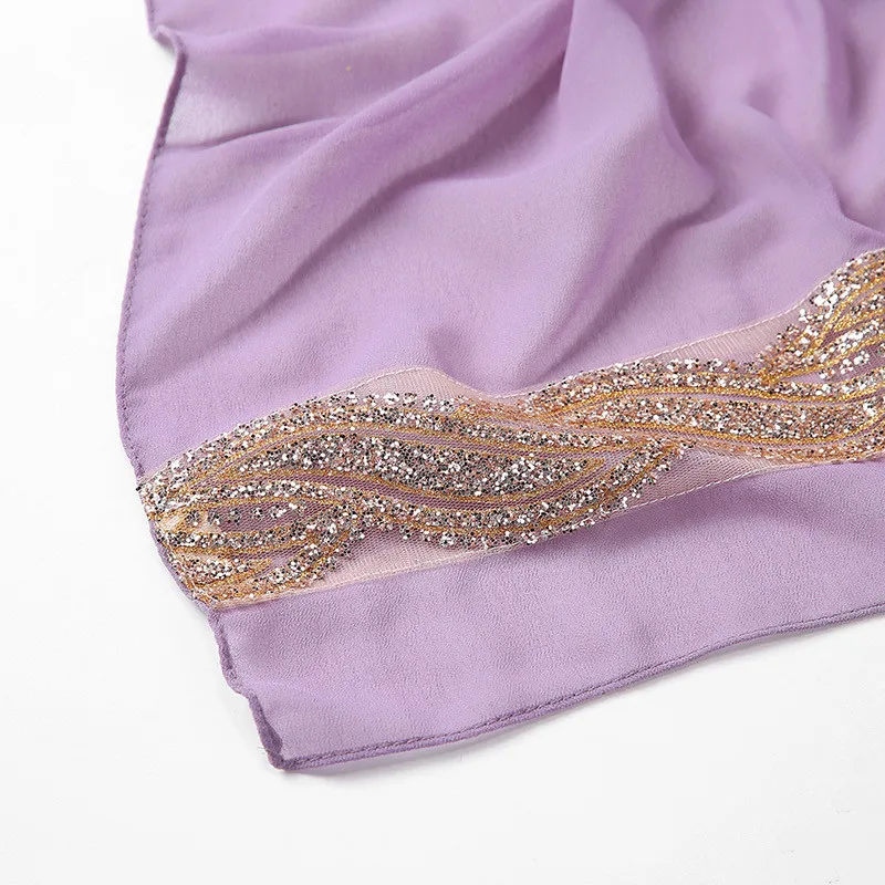 

Fashion Women Scarf Chiffon Hijab Warp Scarves For Ladies Shinny Wave Gold Veils Muslim Scarf 180*85cm