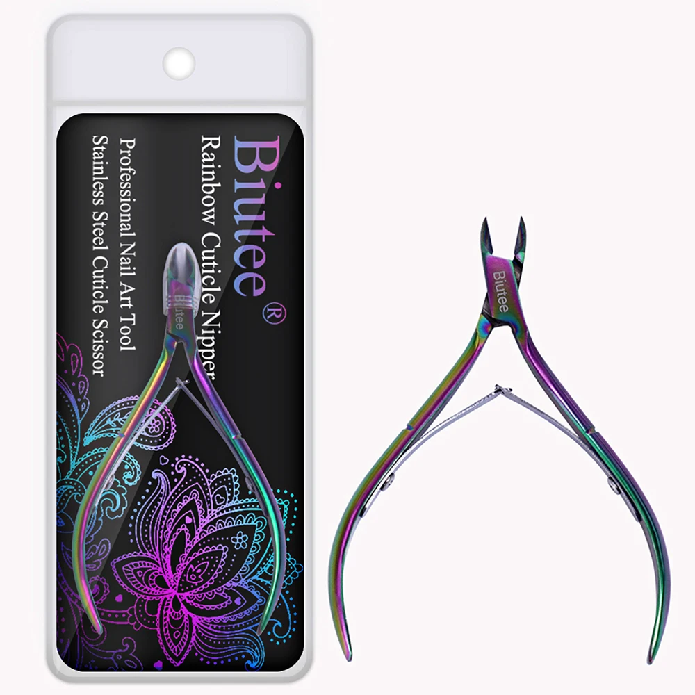 1pcs Cuticle Tool 1 Biutee Радужный Хамелеон для маникюра кутикулы кусачки для кутикулы из нержавеющей стали Радужный Пинцет клипер для удаления омертвевшей кожи ножницы - Цвет: 1pcs Cuticle Tool 1