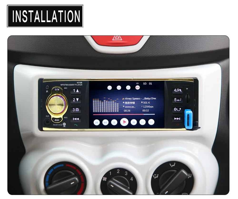 Автомагнитола 1 Din автомобильное радио с 4 &quotTFT экраном аудио стерео USB FM RDS Bluetooth