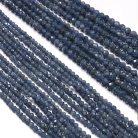 natural sapphire faceted round beads without treatment charm gemstone for jewelry making diy women bracelet necklace