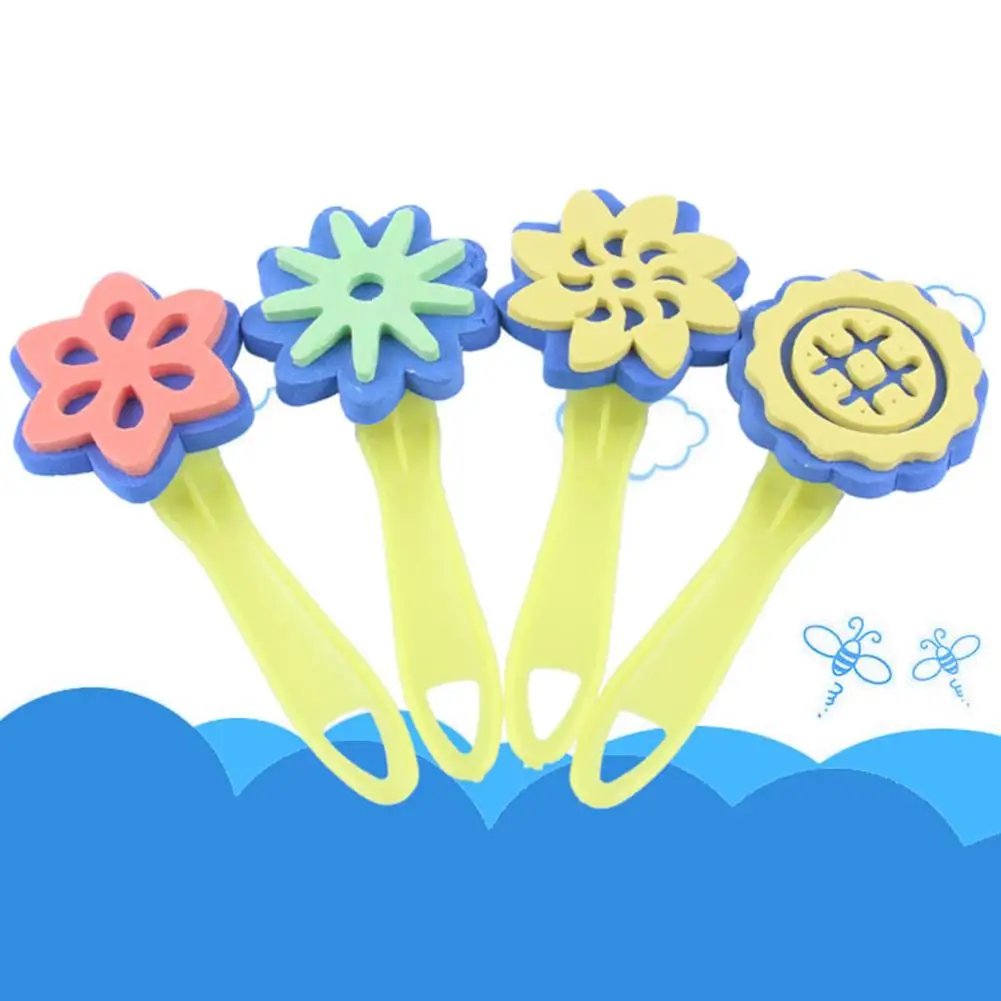 

4Pcs Flower EVA Sponge Painting Stamper Brush Children DIY Drawing Accessory