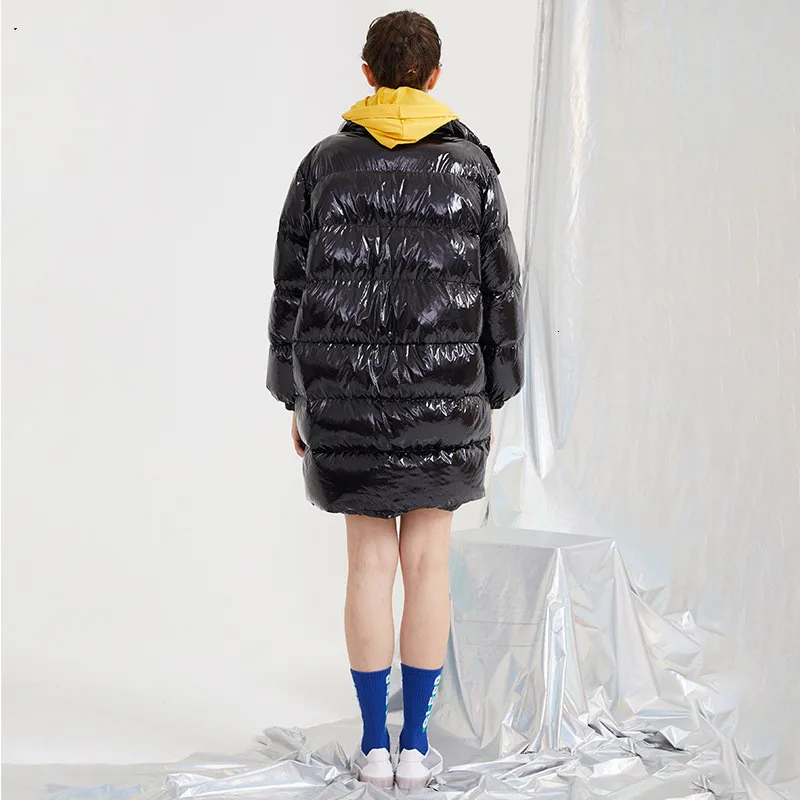 2019 зимняя куртка-пуховик Женская длинная куртка с секциями яркий утепленный со