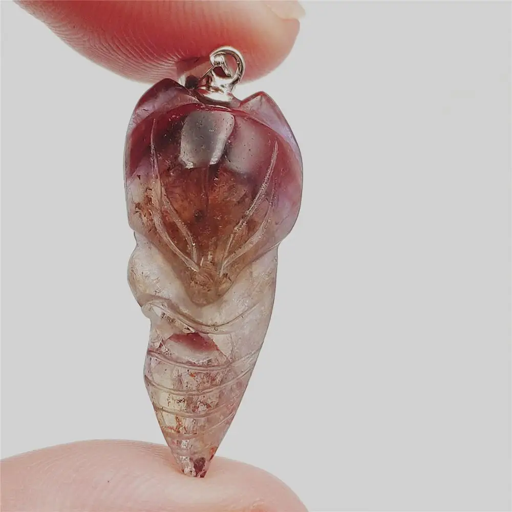 

Подлинная натуральная Auralite 23 Фиолетовый Красный кулон 27x16 мм из Канады лиса резные женские ожерелья AAAAA