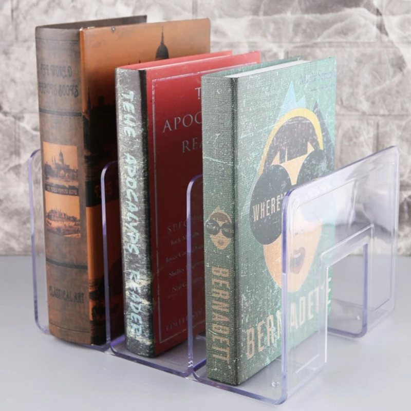 acrylic thickening transparent books standing student desktop storage divider books shelf bookshelf office storage accessories free global shipping