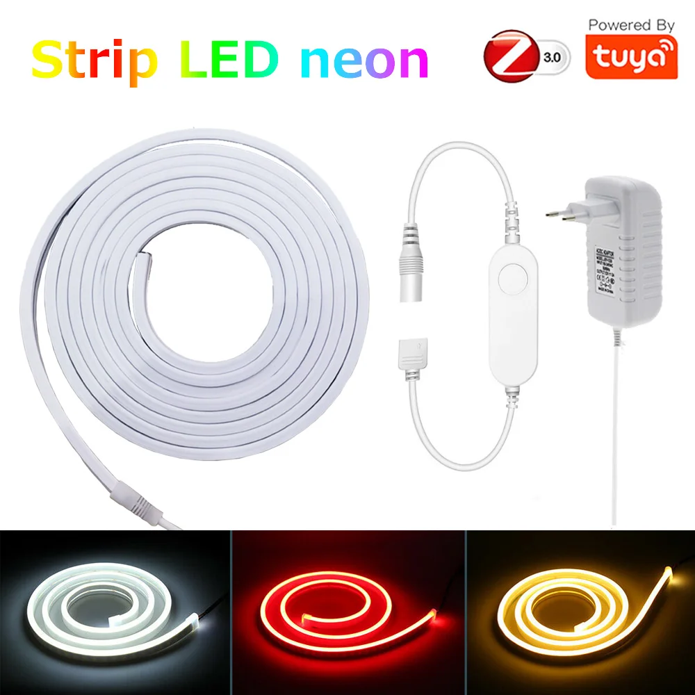 Tuya Zigbee Neon LED Strip 12V 1m 2m 3m 4m 5m RGB Warm White