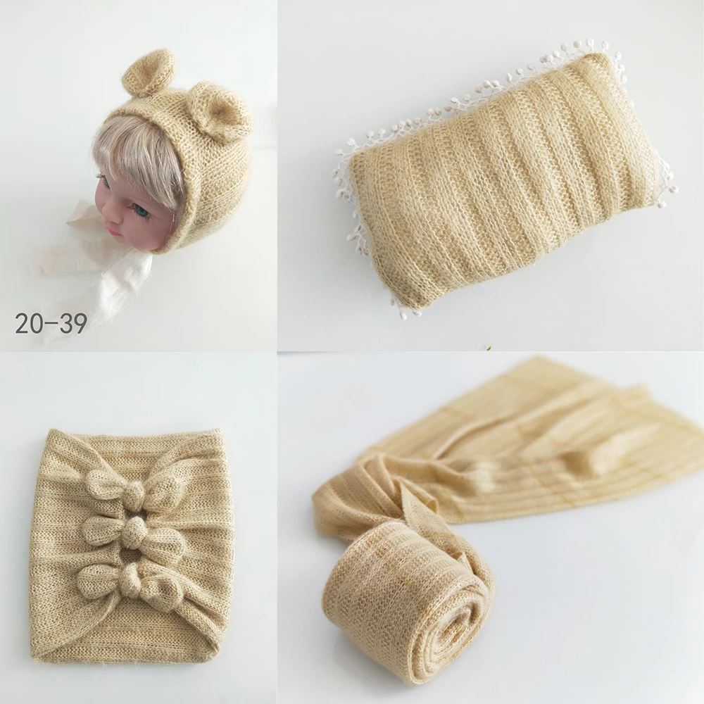 4pcs Sets 20-39 D& J 4 шт./5 шт. комплекты для новорожденных реквизит для фотосъемки ребенок позирует подушку шляпа капот обертывания фоновое одеяло Fotografia студия реквизит - Цвет: 4pcs Sets 20-39