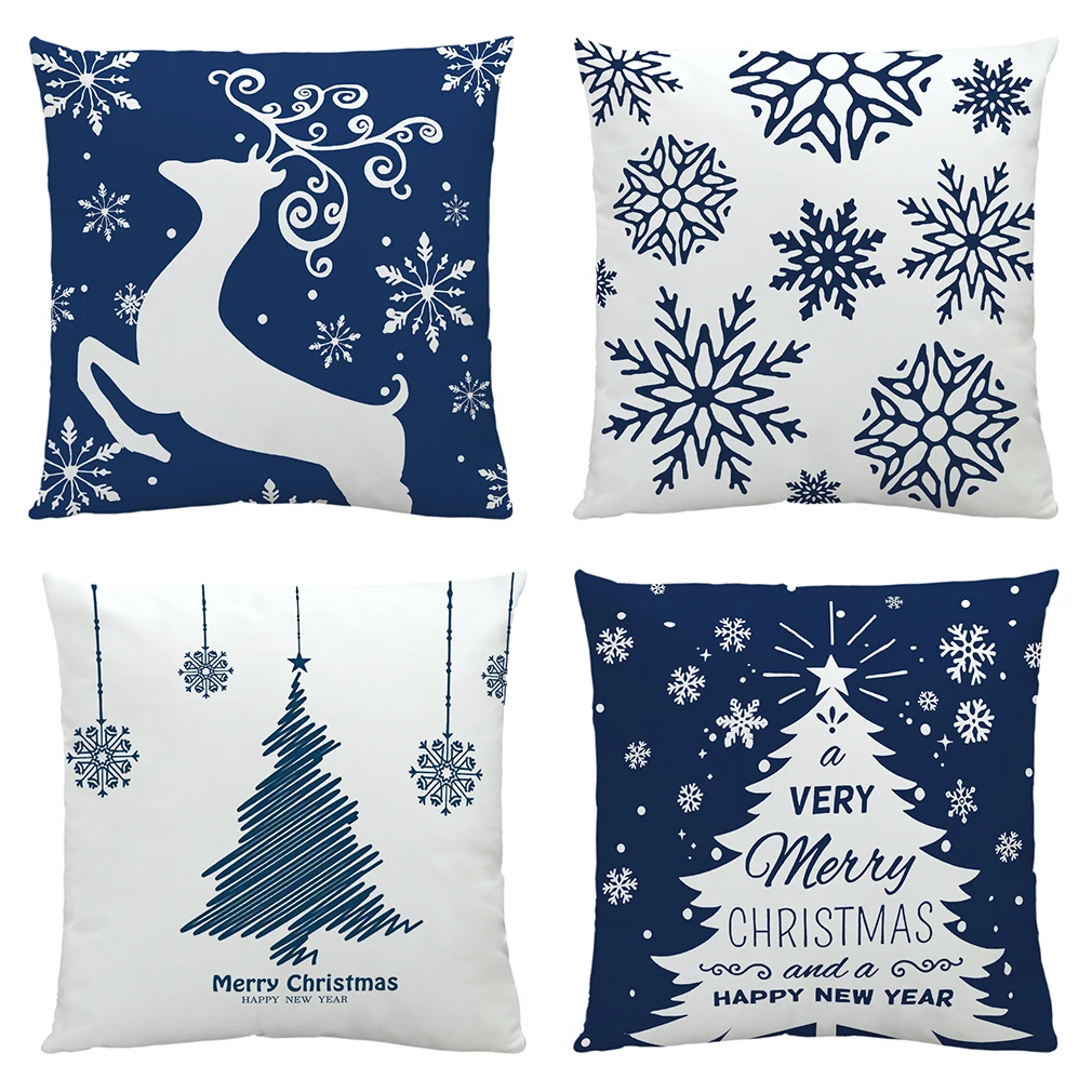 

Christmas Decoration Cushion Cover Navidad Throw Pillow Case funda cojin Sonw Deer Home Sofa Couch Chair Back Seat Cover 45x45cm