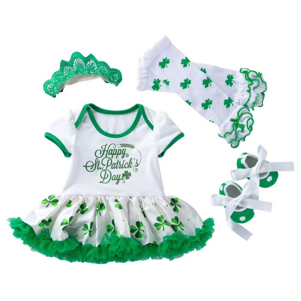 Комплект из 4 предметов для новорожденных девочек: комбинезон-пачка с буквенным