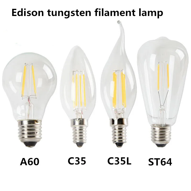 Винтажный светодиодный светильник 220 В ST64 A60 C35 Светодиодный накаливания Ретро