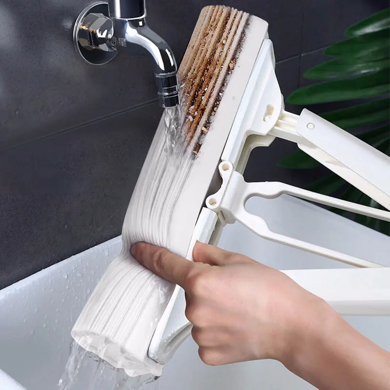 JOYBOS-fregona exprimidora de doble pliegue, mopa con cabezal de esponja, absorbente de agua, para suelo del hogar, sin pegamento, de algod&oacute;n, JBS10-5
