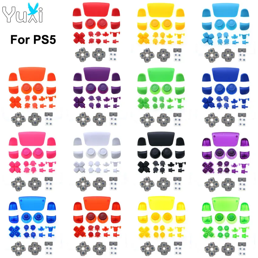 

YuXi Replacement D-pad R1 L1 R2 L2 Trigger Buttons Share Options Button Set For DualSense 5 PS5 Controller Conductive Rubber Pad