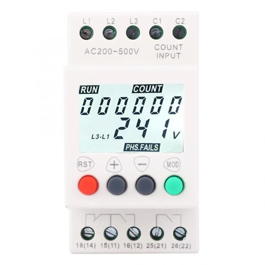 RD6 W ЖК дисплей Дисплей под над Напряжение чередования фаз протектор DIN rail