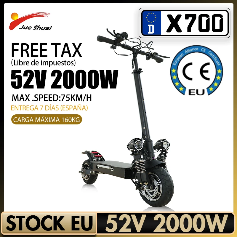 

Мощный электрический скутер с двумя двигателями, 52 в, 2000 Вт, максимальная скорость 75 км/ч, электроскутер с максимальным расстоянием 70 км, бол...