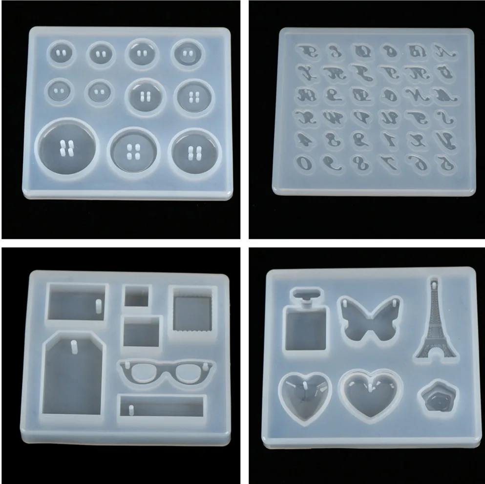 

1pc DIY Epoxy Pendant Craft Tool Handmade Silicone Mold Resin Buttons Heart Letter Pendant Jewelry Making Mould