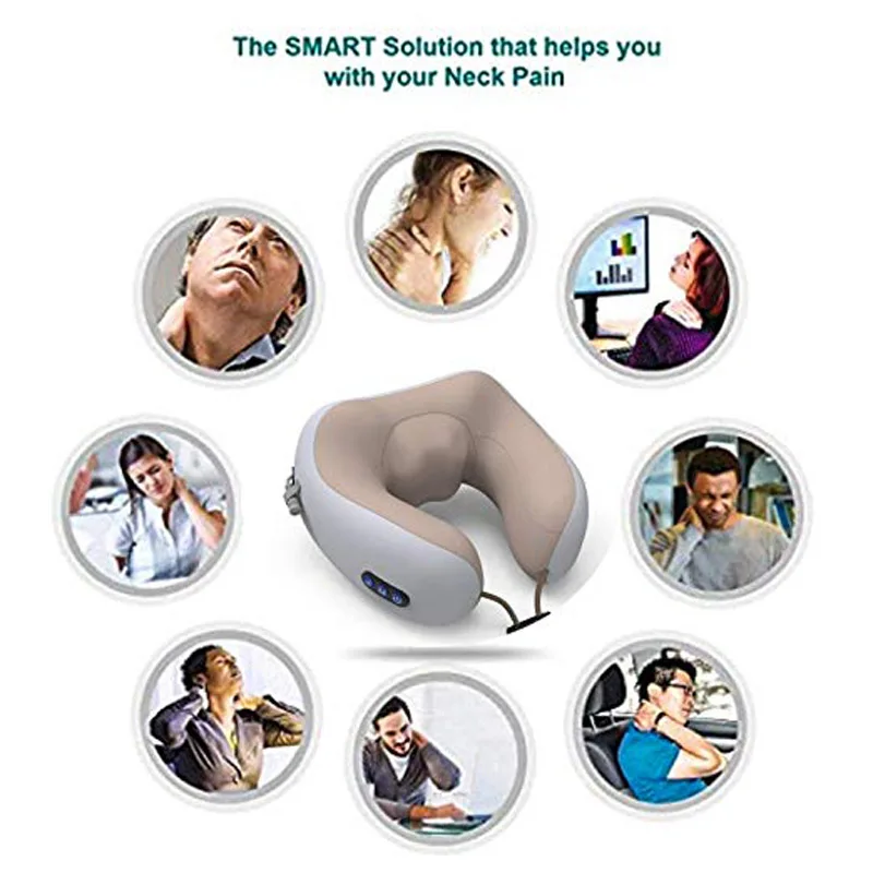 

Hot Electric Neck Massage Pillow Memory Foam 3D Kneading Pillow with Heat for Travel Car MVI-ing