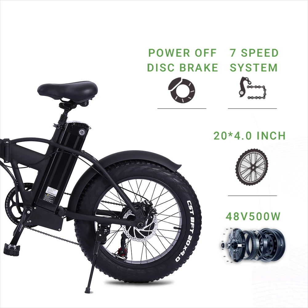 Bestellen Elektrische Bike 500w 90km 4,0 Fett Reifen Strand Cruiser Faltbare 48v 15ah Ebike Lithium-batterie Elektrische Berg Bike
