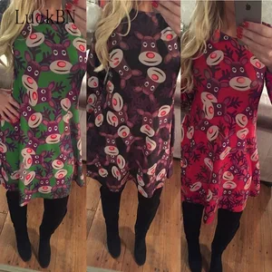 Women Halloween Print Dress Large Size S-5XL Long Sleeve O-Neck Christmas Holiday Loose Women's Clothing Mini Dresses Vestidos 10 item image