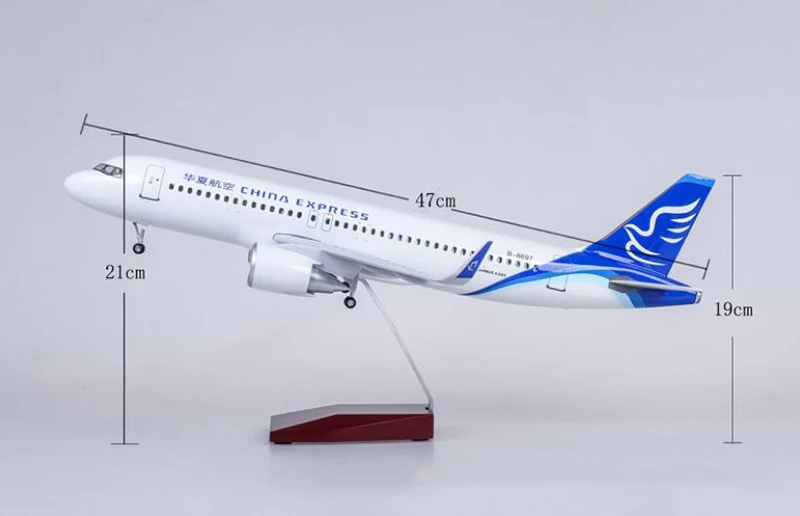 1/80 масштаб 47 см Китай экспресс самолет Airbus A320 NEO авиакомпания модель светодиодный свет и колесо шасси литье под давлением Смола самолет игрушка