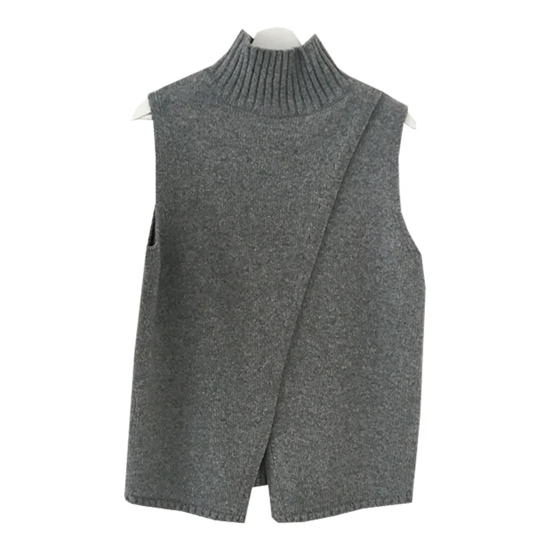 Septass с высоким плотно облегающим шею воротником для женщин жилет серого цвета из