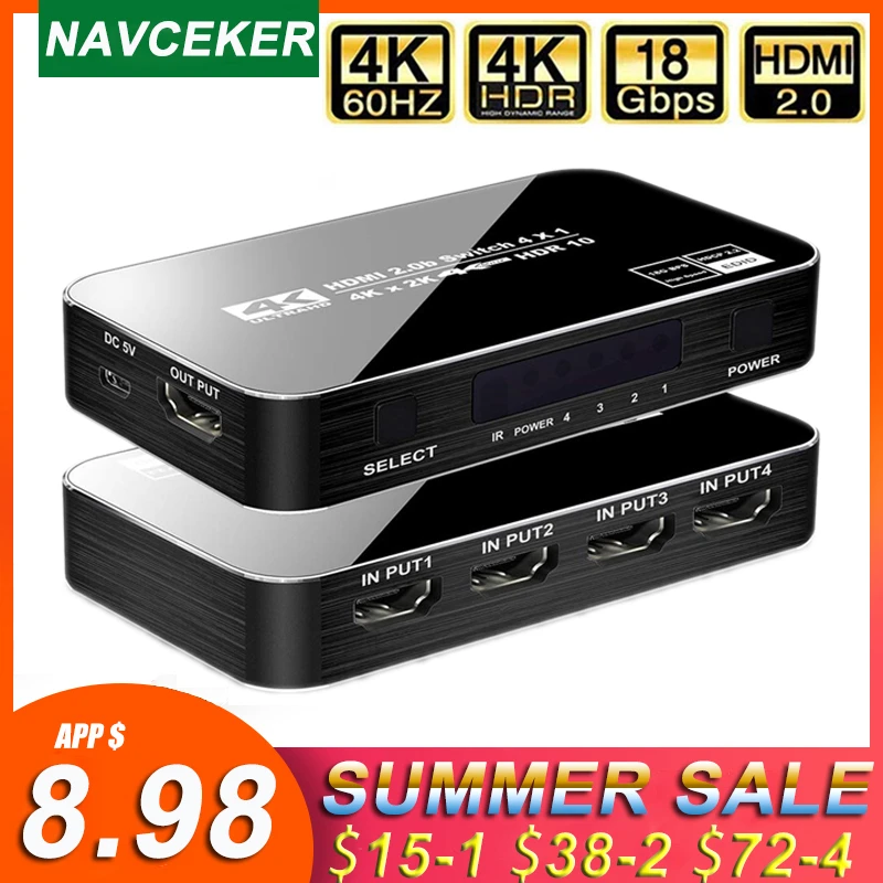 2020 Лучший 4K HDMI переключатель 2 0 портов Sup RGB 4:4:4 HDR 60 Гц с дистанционным управлением