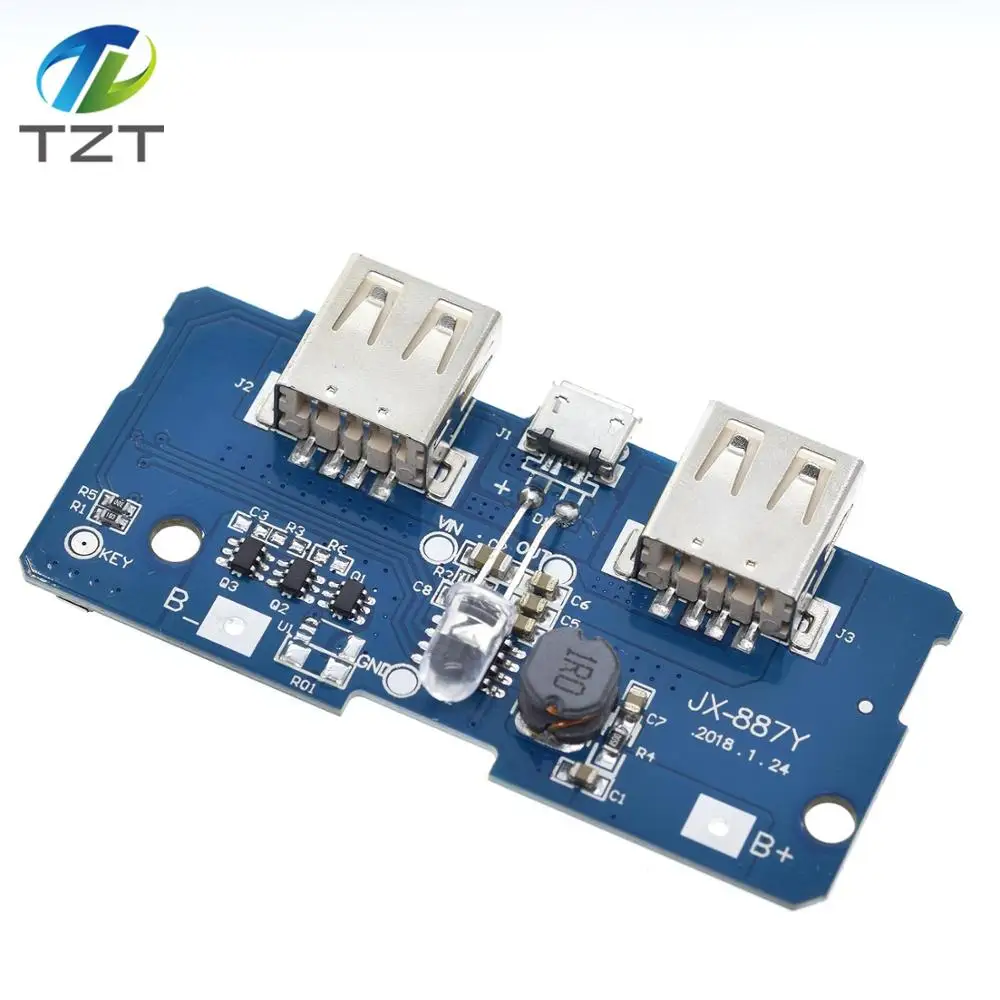 18650 Двойной Micro USB 3,7 V до 5V 2A повышающий Мобильный Внешний аккумулятор DIY 18650 литиевая батарея зарядное устройство печатная плата Повышающий Модуль со светодиодом