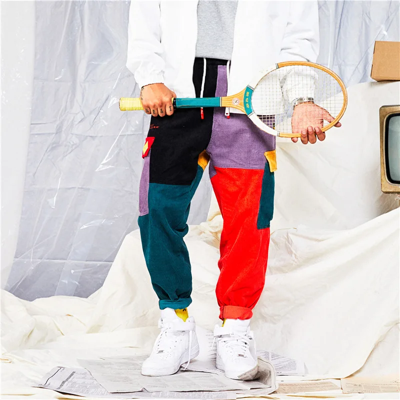 ZOGAA Men's Fashion Pants Color Block Patchwork Corduroy Harem Pant Streetwear Cotton Trousers Jogger Sweatpant Jeans | Мужская