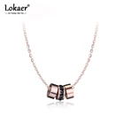 Lokaer 316L нержавеющая сталь 3 шт круги горный хрусталь колье ожерелье для женщин розовое золото цвет массивные ожерелья ювелирные изделия colar
