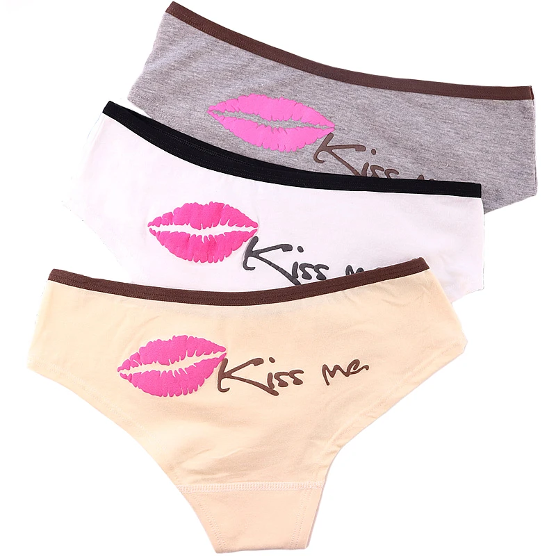 Трусы женские хлопковые Бесшовные со средней посадкой и надписью | Женская