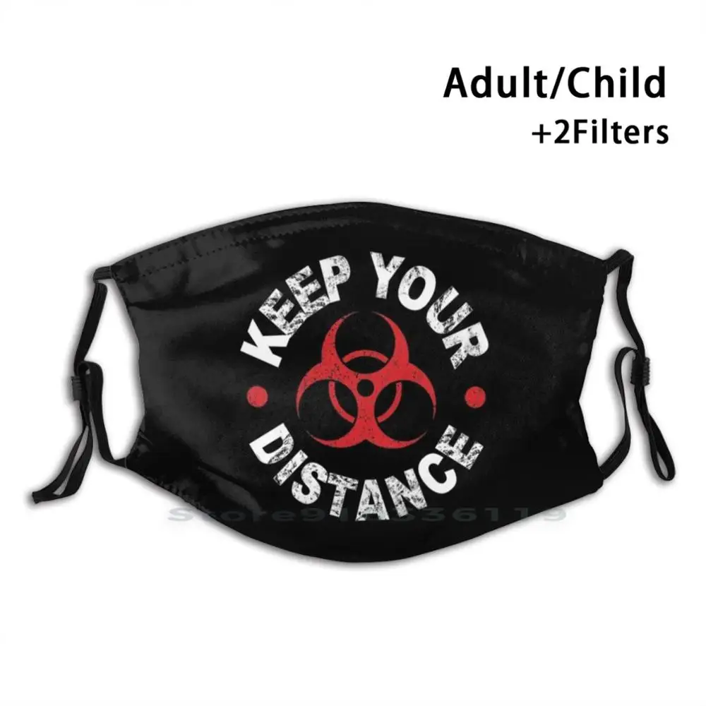 

Keep Your Distance - White Print Reusable Pm2.5 Filter DIY Mouth Mask Kids Keep Your Distance Keep Social Distance Away 6 Feet