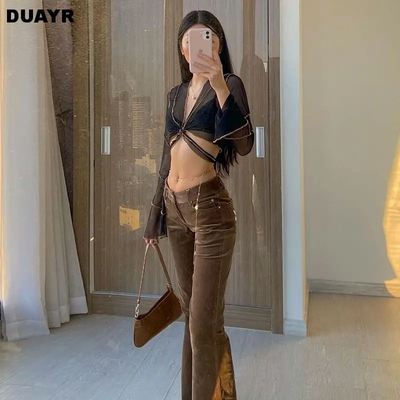 

DUAYR 2021 Vest Women Summer Y2k Sexy Mesh V-Neck Solid Long Sleeve Crop Top Fashion See-Through Shirt Casual Tees Slim Tank top