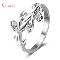 simple 925 sterling silver leaf shaped white aaa cz rings for women wedding engagement party fashion jewelry gifts