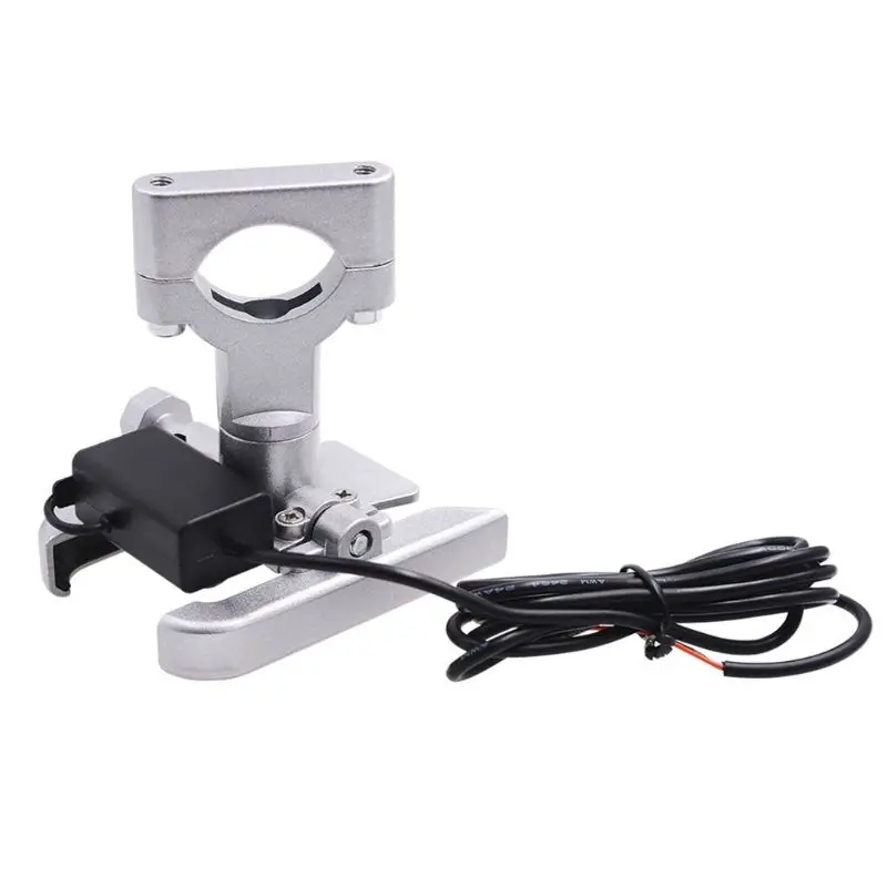 

12V Aluminum Alloy Motorcycle Smart Phone Mount Holder with USB Charger for 4-6.5inch Cellphone