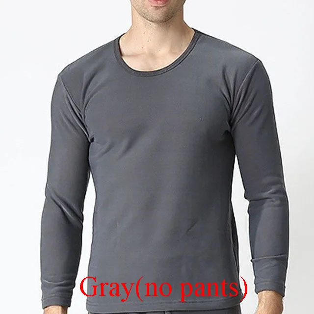 Gray(no pants) Осенне-зимнее термобелье 5XL 6XL 7XL 8XL 9XL круглый вырез бюст 180 см плюс размер флис большой размер мужские кальсоны - Цвет: Gray(no pants)