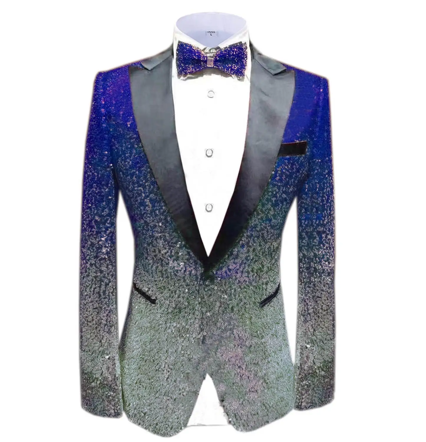 1 шт. Блестящий Мужской Блейзер костюм Slim Fit пиковая Нотч лацкан смокинг для вечеринка, Свадебный банкет ночной клуб блейзер