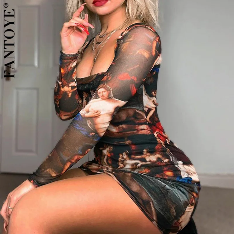 FANTOYE летнее платье с принтом в виде Сексуальное Женское Платье Спагетти ремень