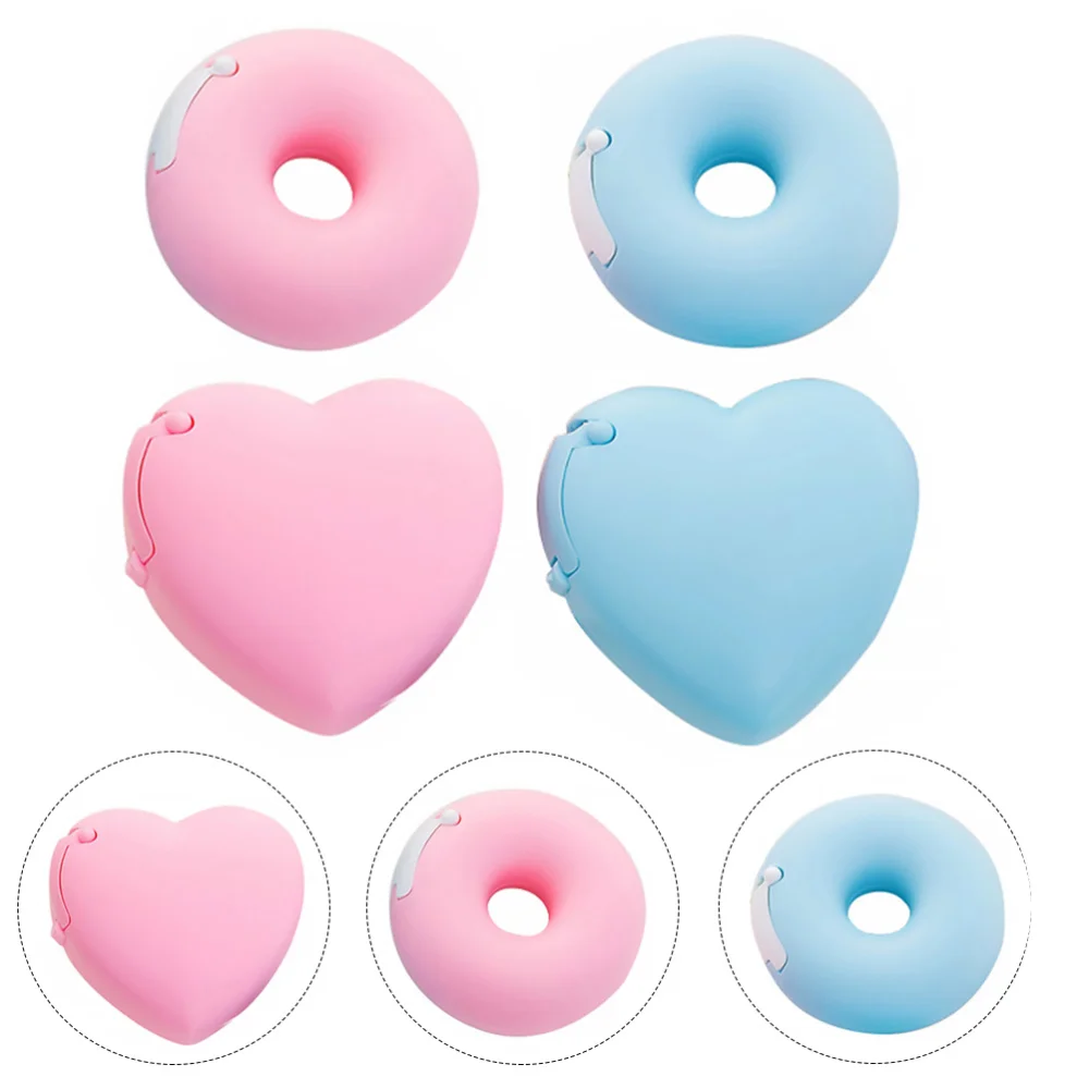 

2pcs Lovely Tape Cutter Heart and Donut Shape Tape Dispenser Student Stationery
