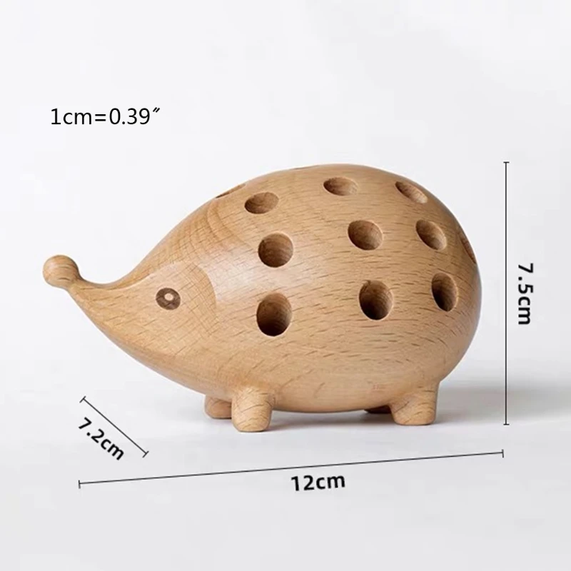 

Solid Wood Creative Hedgehog Pen Holder Container Office Desk Pencil Organizer Desktop Decor