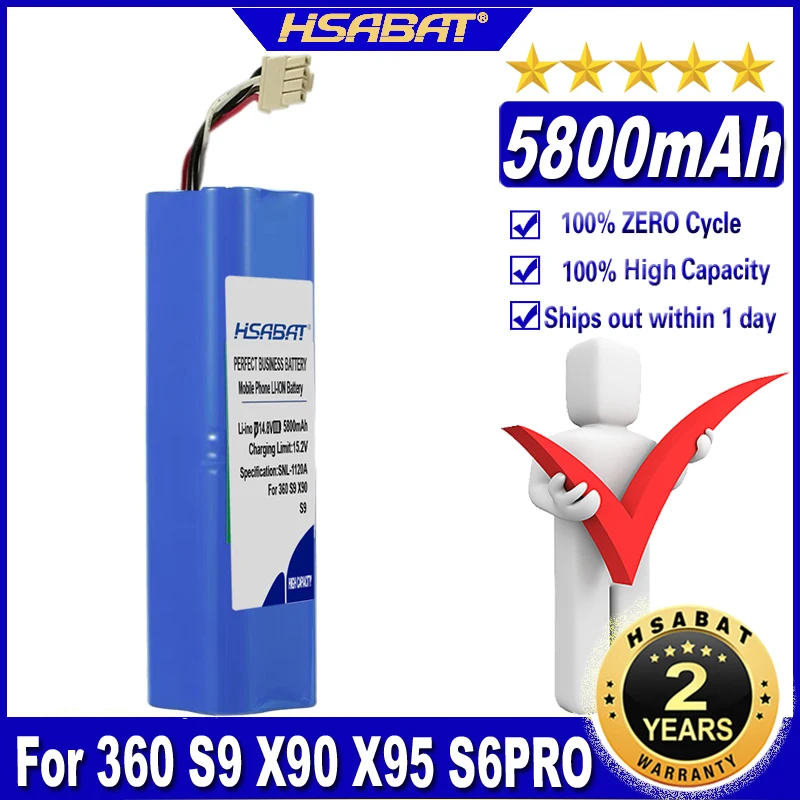 Аккумулятор HSABAT S9 X90 X95 S6PRO 5800 мач для робота-пылесоса 360 аксессуары запасные части